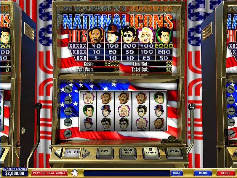 National Icons  Real Money Slot made by PlayTech - Main Screen Reels