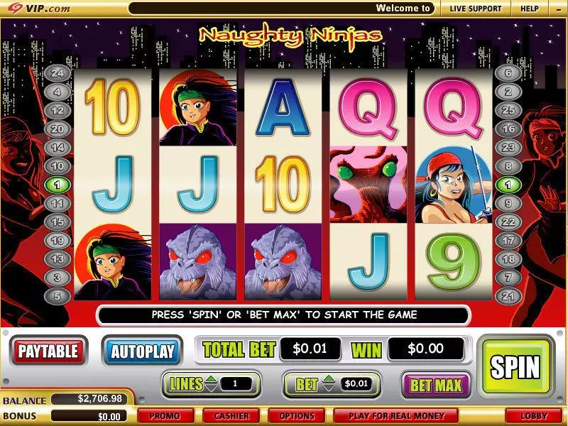 Naughty Ninjas  Real Money Slot made by WGS Technology - Main Screen Reels