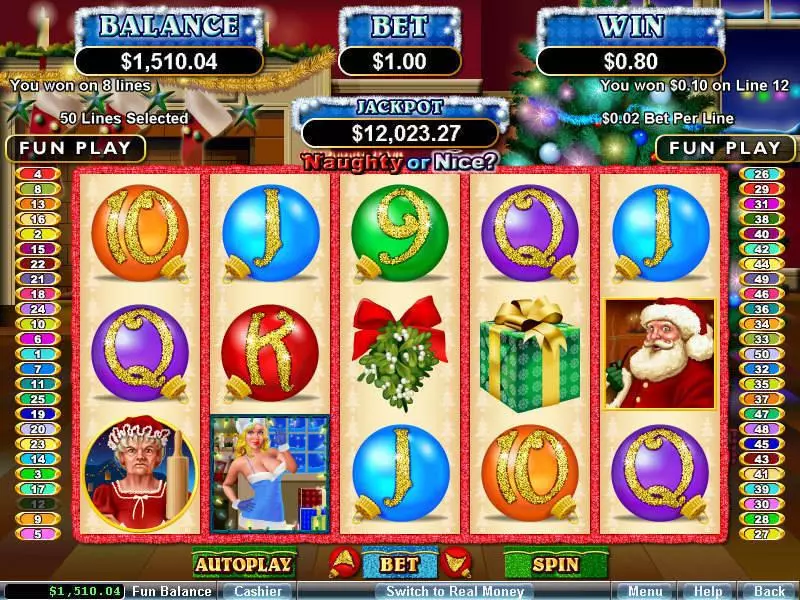 Naughty or Nice?  Real Money Slot made by RTG - Main Screen Reels