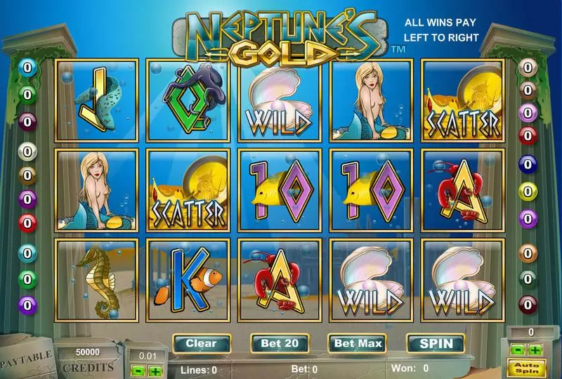 Neptune's Gold  Real Money Slot made by Amaya - Main Screen Reels