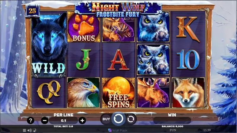 Night Wolf – Frostbite Fury  Real Money Slot made by Spinomenal - Main Screen Reels