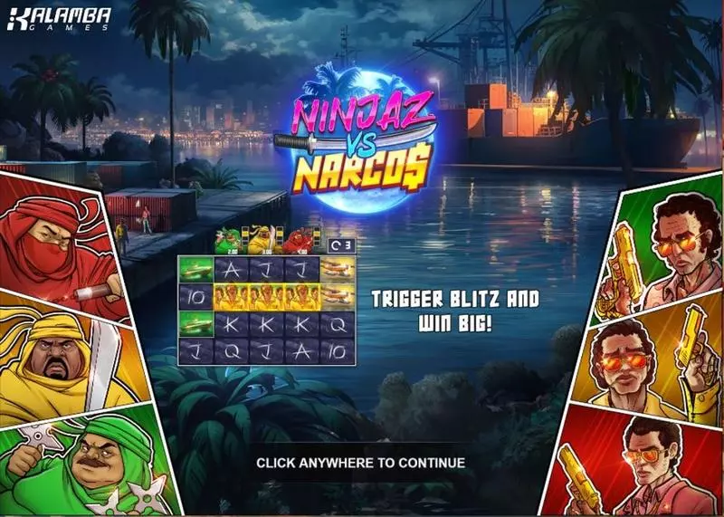 Ninjaz vs Narcos  Real Money Slot made by Kalamba Games - Introduction Screen