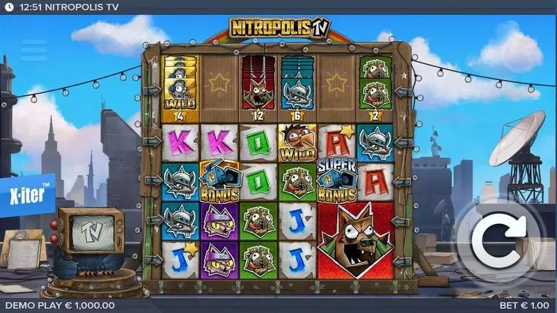 Nitropolis TV  Real Money Slot made by Elk Studios - Main Screen Reels