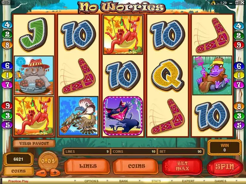 No Worries  Real Money Slot made by Microgaming - Main Screen Reels