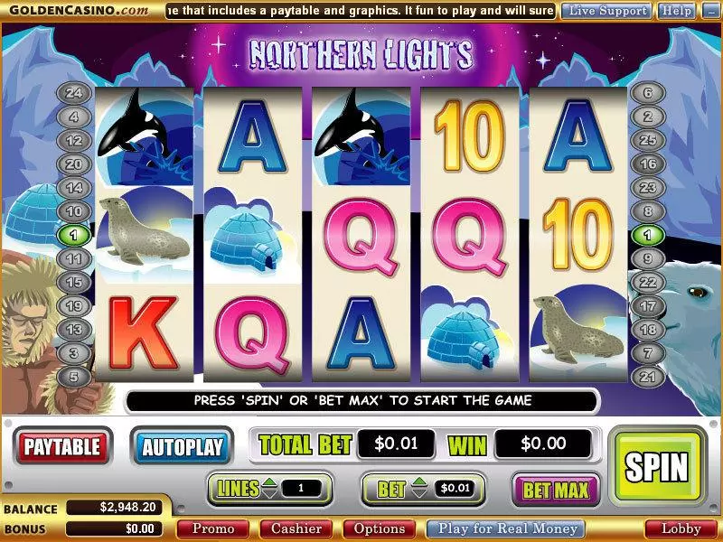 Northern Lights  Real Money Slot made by WGS Technology - Main Screen Reels