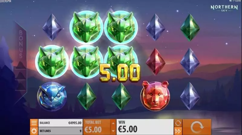 Nothern Sky  Real Money Slot made by Quickspin - Main Screen Reels