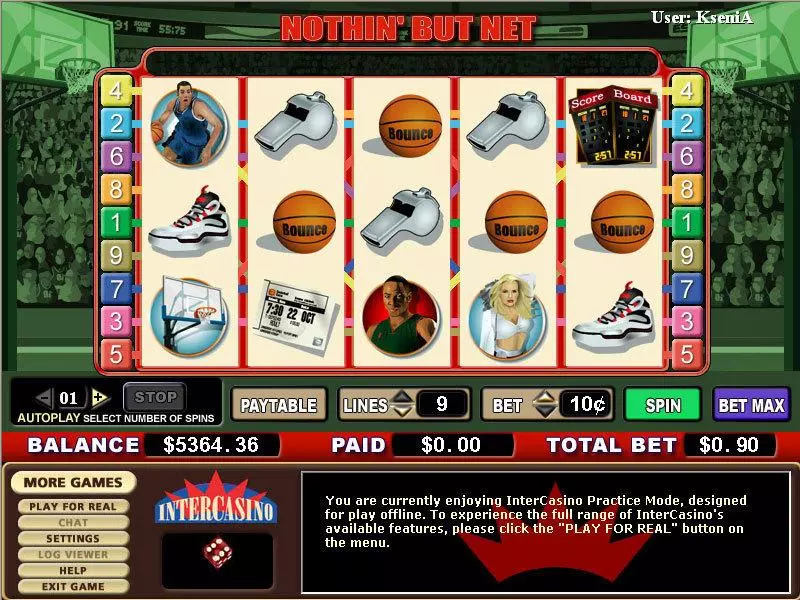 Nothin' But Net  Real Money Slot made by CryptoLogic - Main Screen Reels
