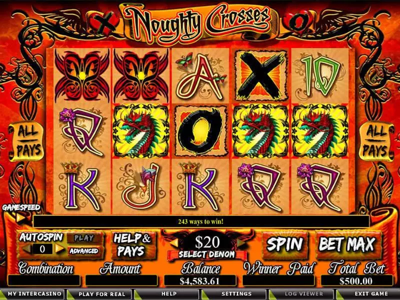 Noughty Crosses  Real Money Slot made by Amaya - Main Screen Reels