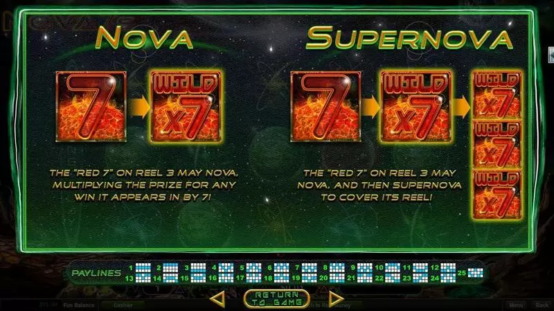 Nova 7's  Real Money Slot made by RTG - Info and Rules