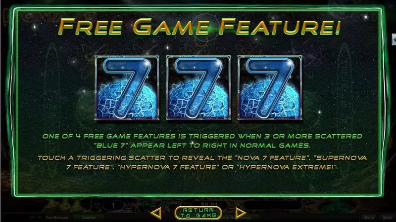 Nova 7's  Real Money Slot made by RTG - Info and Rules