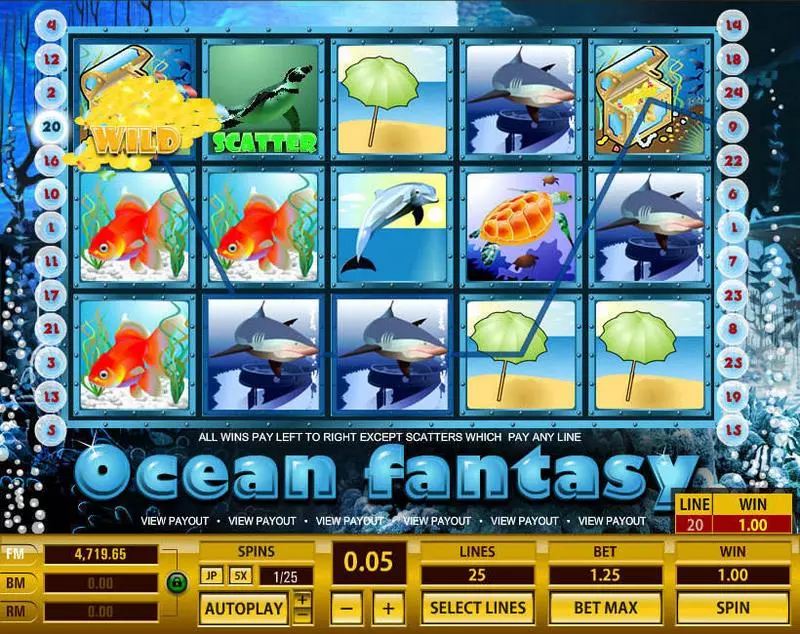 Ocean Fantasy  Real Money Slot made by Topgame - Main Screen Reels