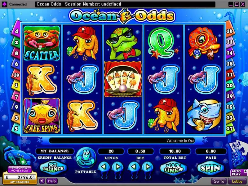 Ocean Odds  Real Money Slot made by 888 - Main Screen Reels