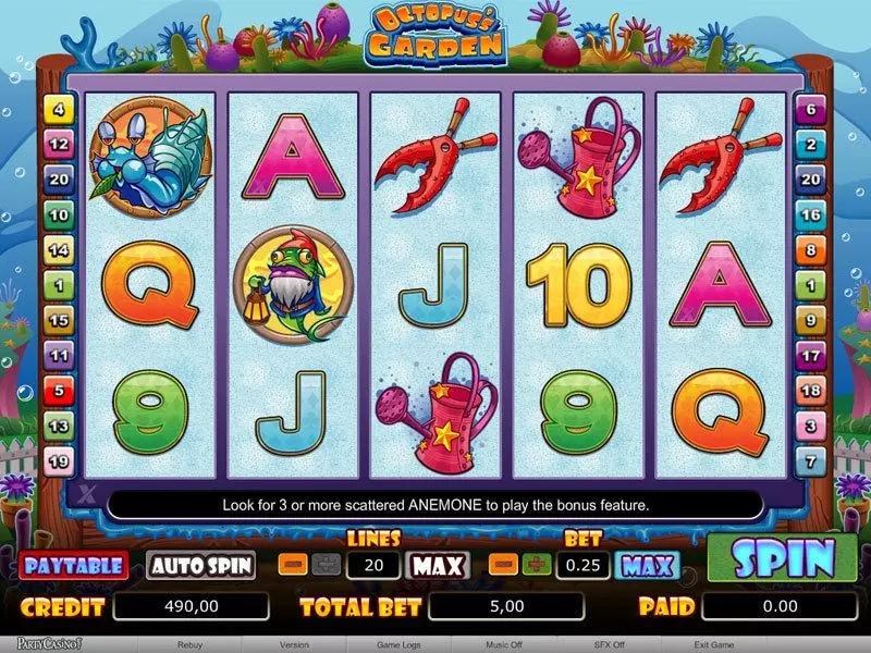 Octopus's Garden  Real Money Slot made by bwin.party - Main Screen Reels