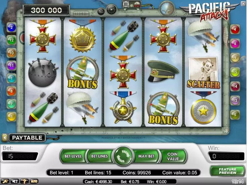 Pacific Attack  Real Money Slot made by NetEnt - Main Screen Reels