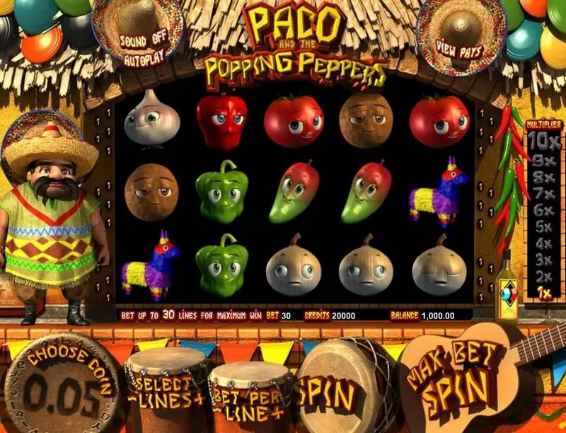 Paco & P. Peppers  Real Money Slot made by BetSoft - Main Screen Reels