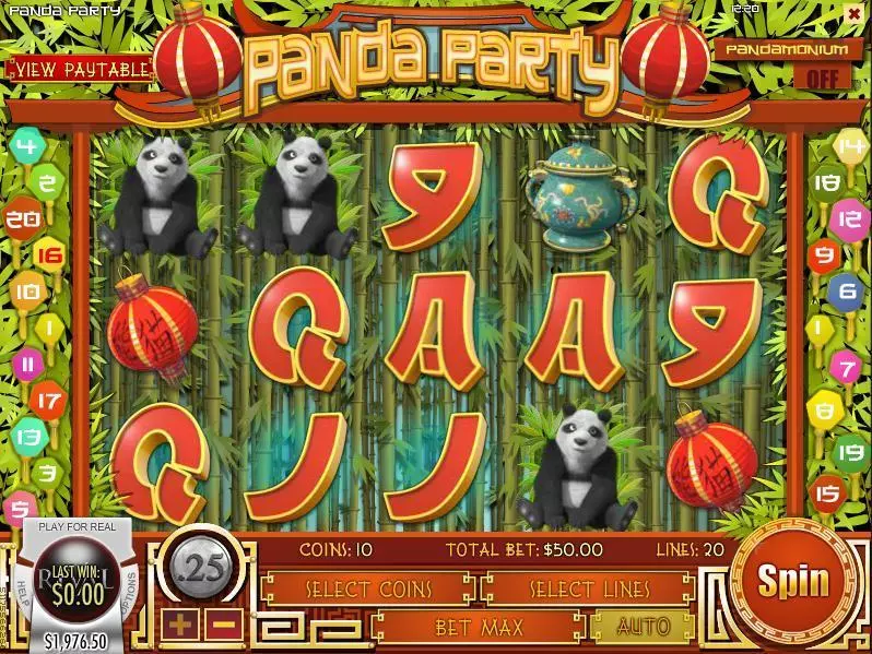Panda Party  Real Money Slot made by Rival - Main Screen Reels