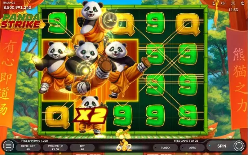 Panda Strike  Real Money Slot made by Endorphina - Main Screen Reels
