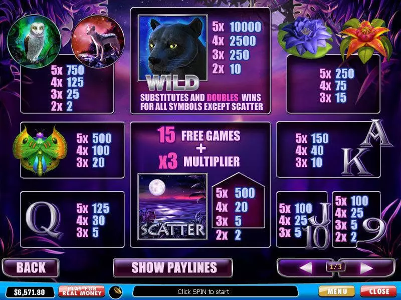 Panther Moon  Real Money Slot made by PlayTech - Info and Rules