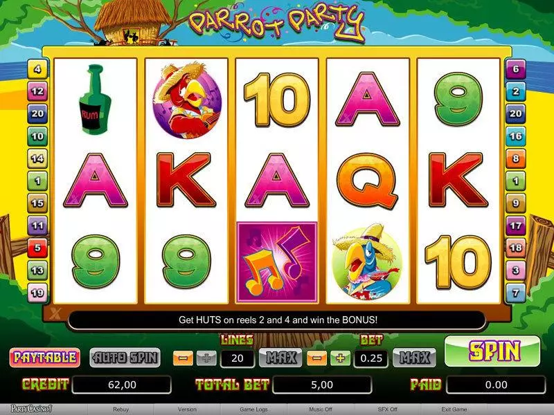 Parrot Party  Real Money Slot made by bwin.party - Main Screen Reels