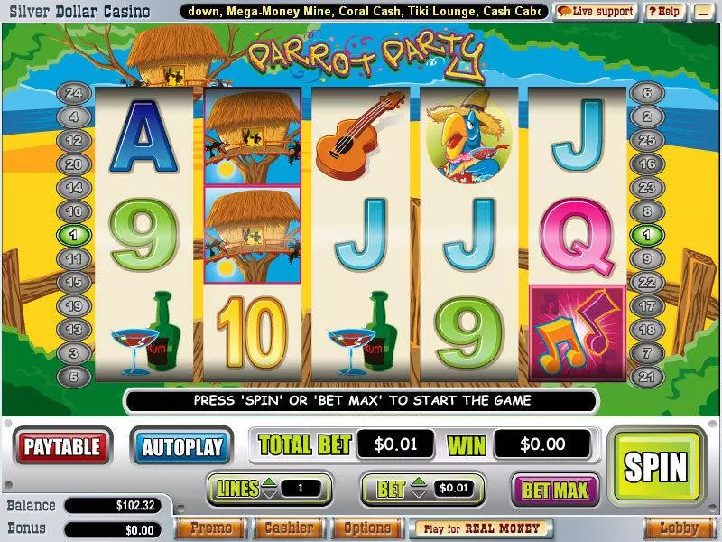 Parrot Party  Real Money Slot made by WGS Technology - Main Screen Reels