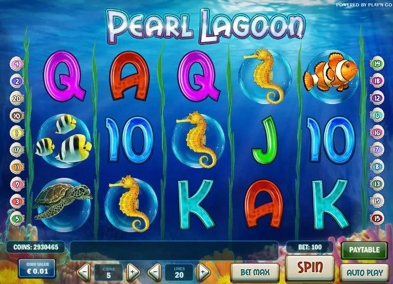 Pearl Lagoon  Real Money Slot made by Play'n GO - Main Screen Reels