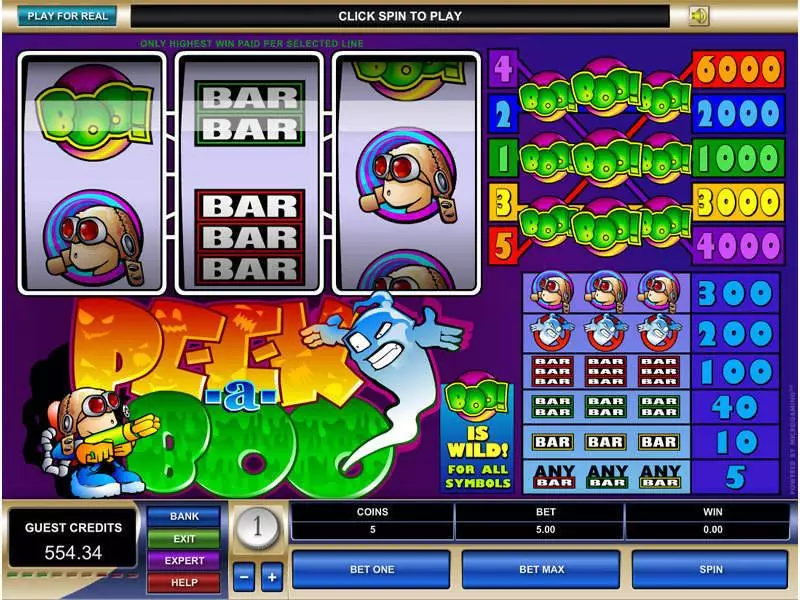 Peek-A-Boo  Real Money Slot made by Microgaming - Main Screen Reels