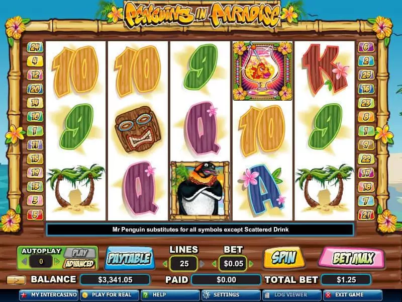 Penguins in Paradise  Real Money Slot made by CryptoLogic - Main Screen Reels