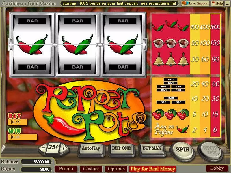 Pepper Pots  Real Money Slot made by Vegas Technology - Main Screen Reels