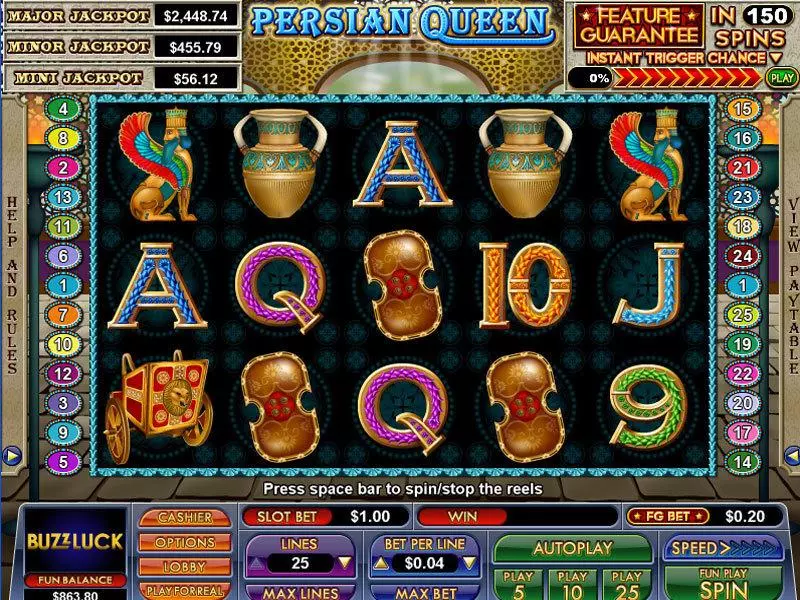 Persian Queen  Real Money Slot made by NuWorks - Main Screen Reels
