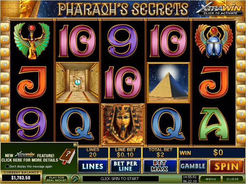 Pharaoh's Secrets  Real Money Slot made by PlayTech - Main Screen Reels