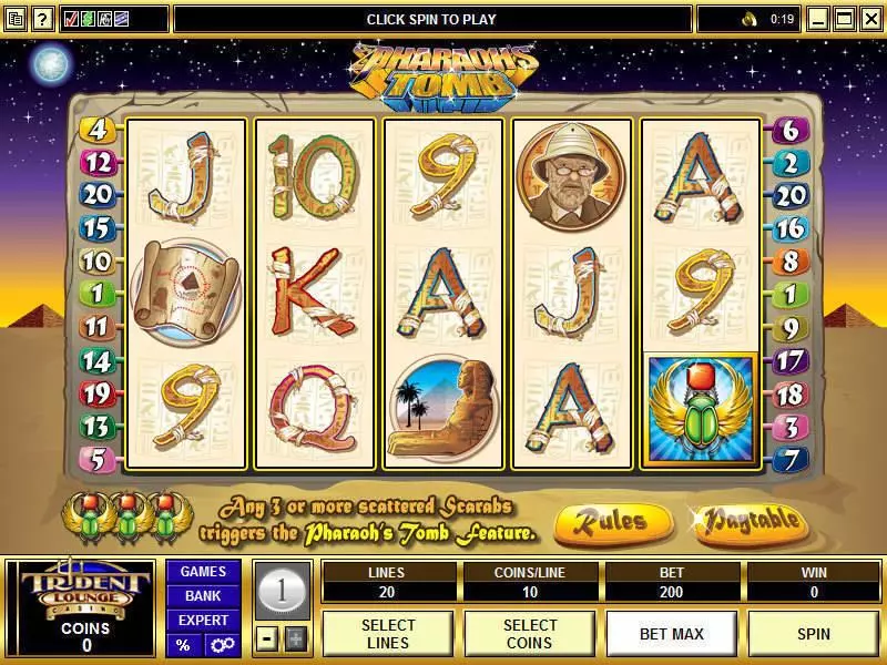 Pharaoh's Tomb  Real Money Slot made by Microgaming - Main Screen Reels