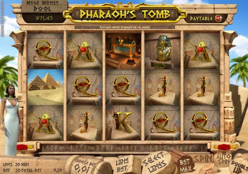 Pharaoh's Tomb  Real Money Slot made by Sheriff Gaming - Main Screen Reels