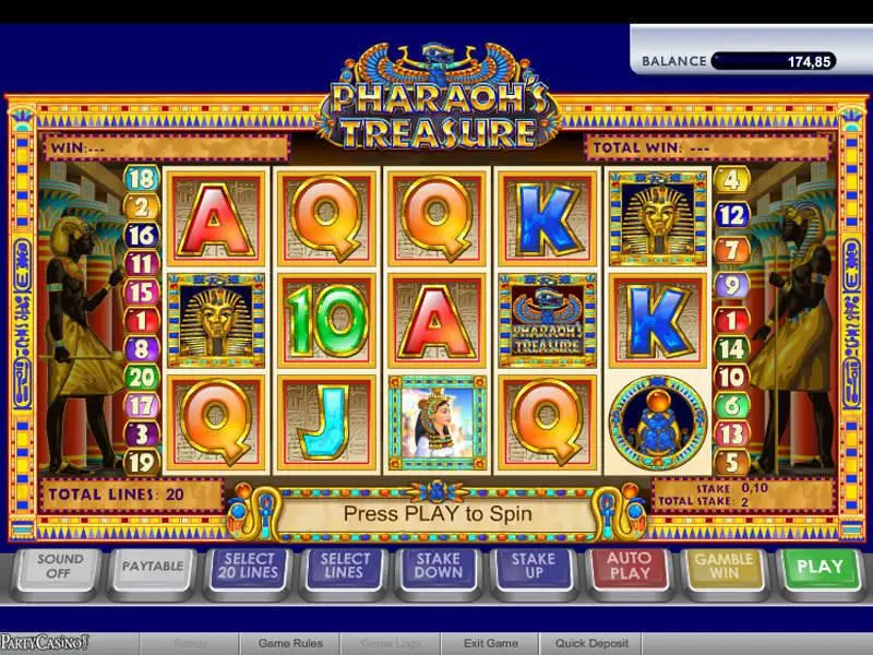 Pharaoh's Treasure  Real Money Slot made by bwin.party - Main Screen Reels