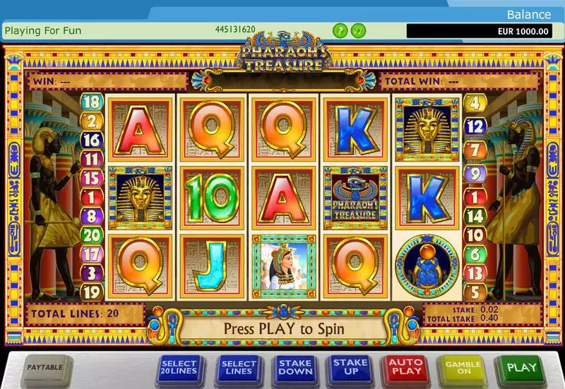 Pharaohs Treasure  Real Money Slot made by PlayTech - Main Screen Reels