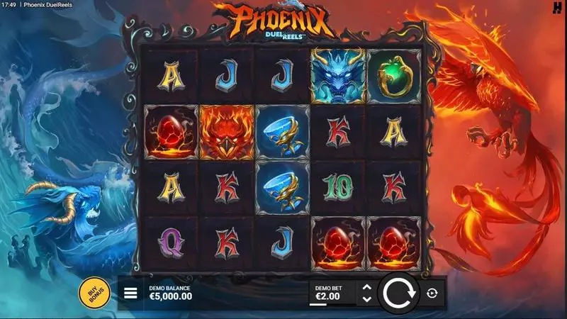 Phoenix Duel Reel  Real Money Slot made by Hacksaw Gaming - Main Screen Reels