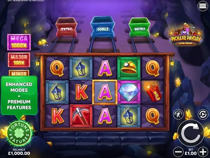 Pickaxe Payday Action Collect  Real Money Slot made by Four Leaf Gaming - Main Screen Reels