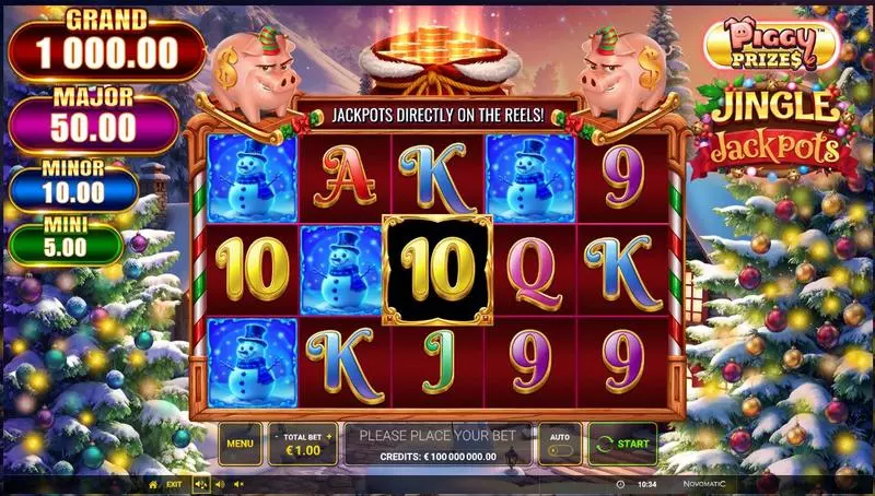 Piggy Prizes - Jingle Jackpots  Real Money Slot made by Greentube - Main Screen Reels
