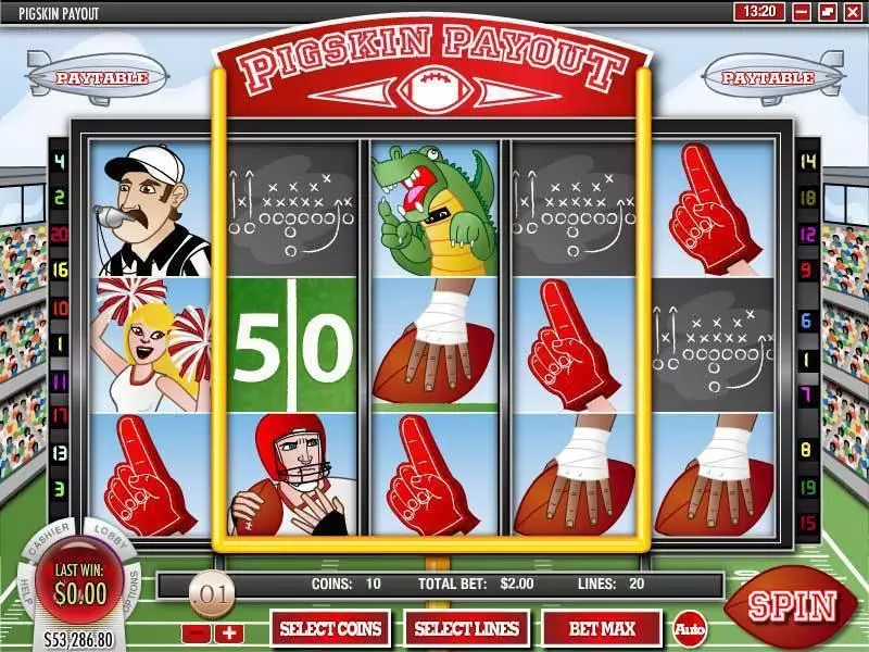 Pigskin Payout  Real Money Slot made by Rival - Main Screen Reels