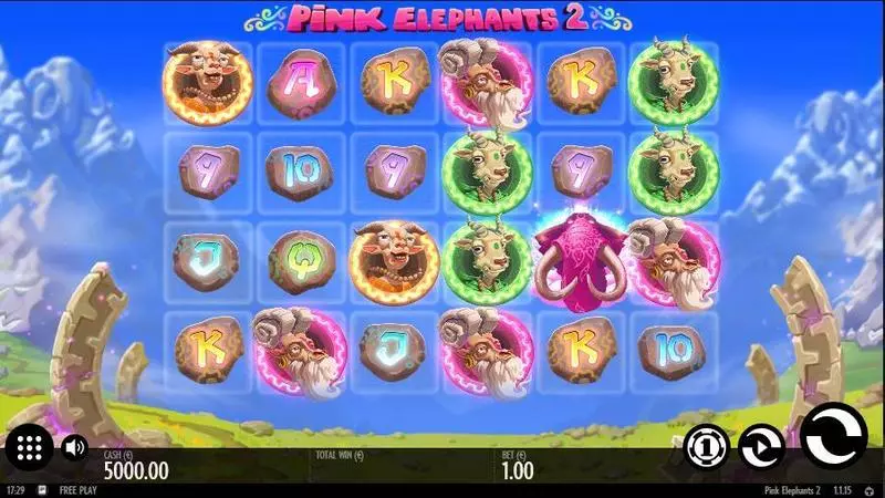 Pink Elephants 2  Real Money Slot made by Thunderkick - Main Screen Reels