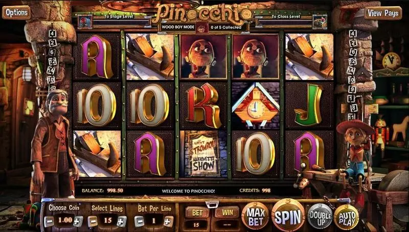 Pinocchio  Real Money Slot made by BetSoft - Introduction Screen