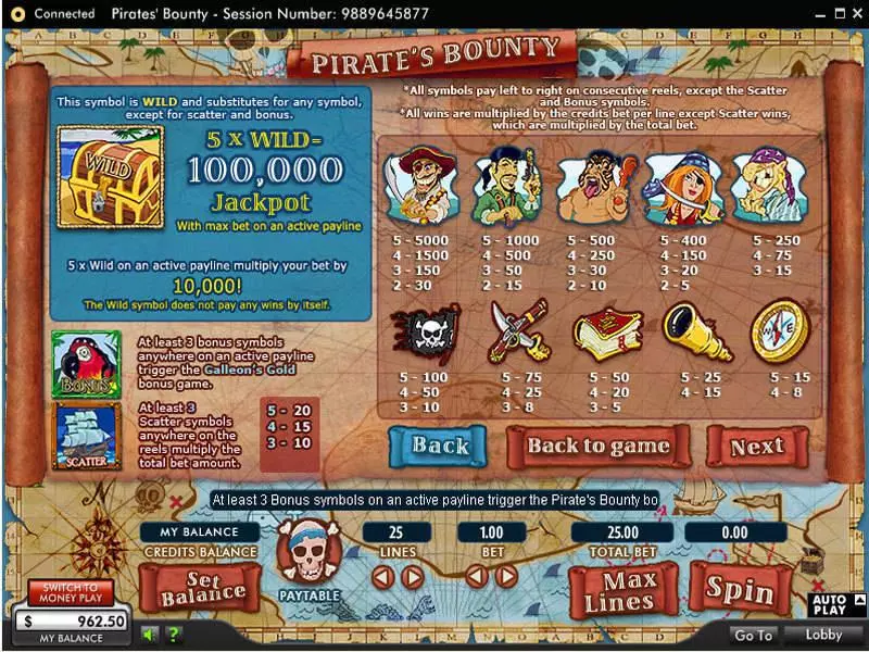 Pirate's Bounty  Real Money Slot made by 888 - Info and Rules