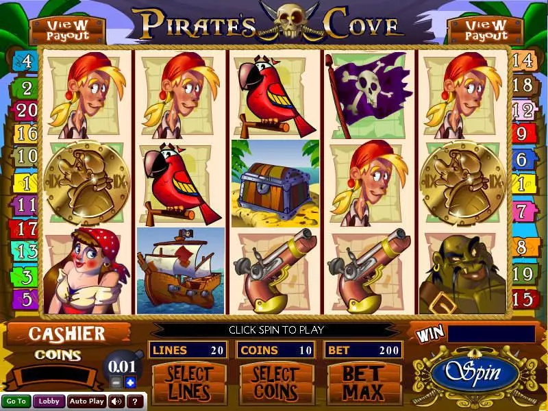 Pirate's Cove  Real Money Slot made by Wizard Gaming - Main Screen Reels