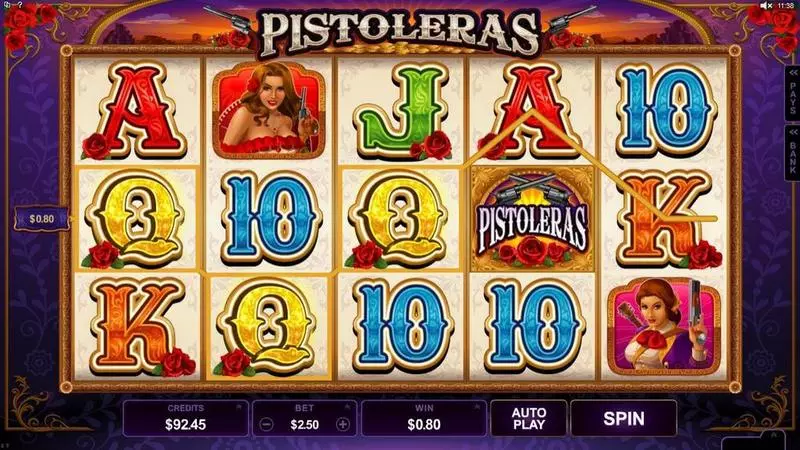 Pistoleras  Real Money Slot made by Microgaming - Main Screen Reels
