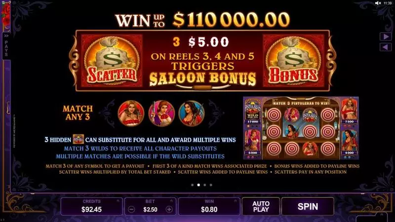 Pistoleras  Real Money Slot made by Microgaming - Info and Rules