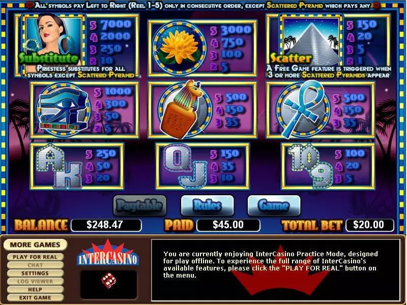 Platinum Pyramid  Real Money Slot made by CryptoLogic - Info and Rules