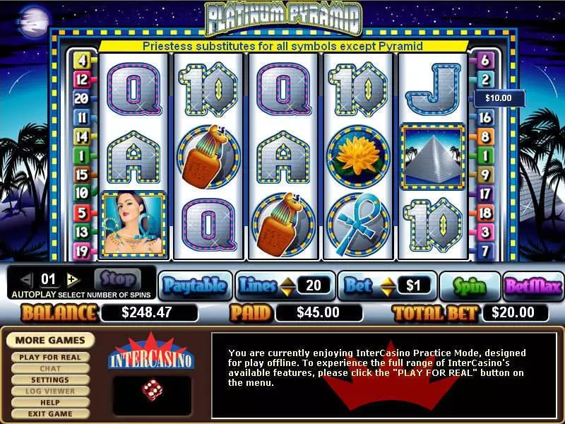 Platinum Pyramid  Real Money Slot made by CryptoLogic - Main Screen Reels