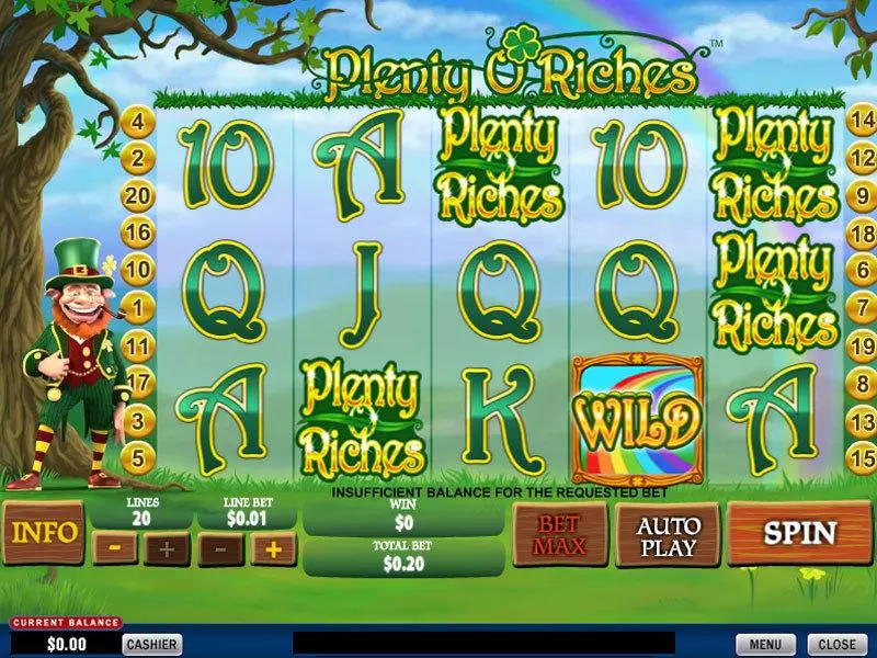 Plenty O'Riches  Real Money Slot made by PlayTech - Main Screen Reels