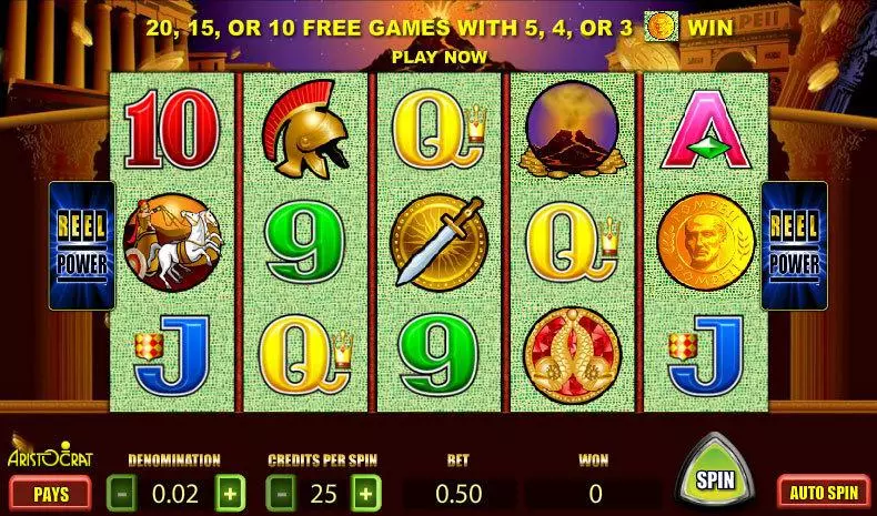 Pompeii  Real Money Slot made by Aristocrat - Main Screen Reels