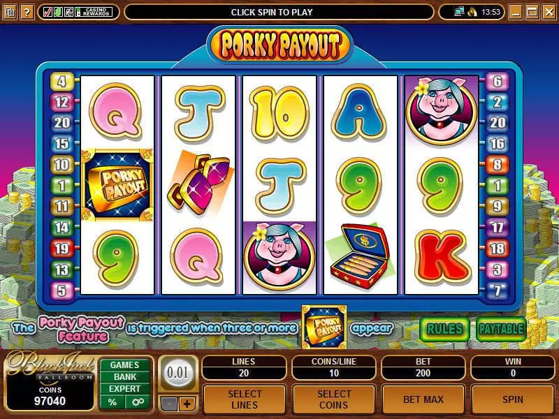 Porky Payout  Real Money Slot made by Microgaming - Main Screen Reels