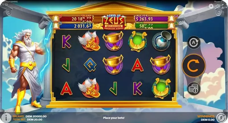 Power of Zeus  Real Money Slot made by Mancala Gaming - Main Screen Reels